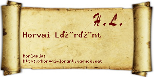 Horvai Lóránt névjegykártya